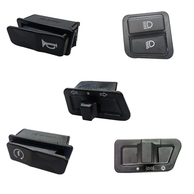 NS Scooter Modular Switches With LED Self/Indicator/Horn/Dipper/Head Light (Set Of 5 Pcs.) For Activa/Yamaha Ray/Access/Scooty Pep - Push Button Switches - Black-image-6