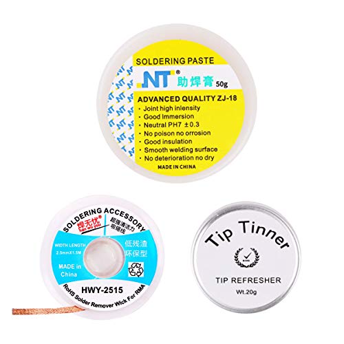 Stoppino dissaldante, punta in stagno, set di 3 utensili per saldatura, kit fai-da-te di accessori per saldatore