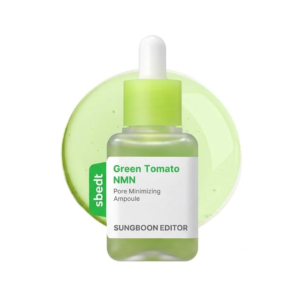SUNGBOON EDITOR Green Tomato NMN Pore Minimizing Ampoule | Firming Pore Minimizer Serum with NMN, Niacinamide & Green Tomato Extract | Lightweight Korean Skincare for Sensitive Skin | 1.35 Fl Oz