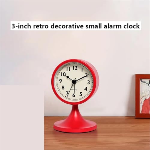 Reloj despertador de metal premium negro redondo de mesa con diseño vintage sutil 3