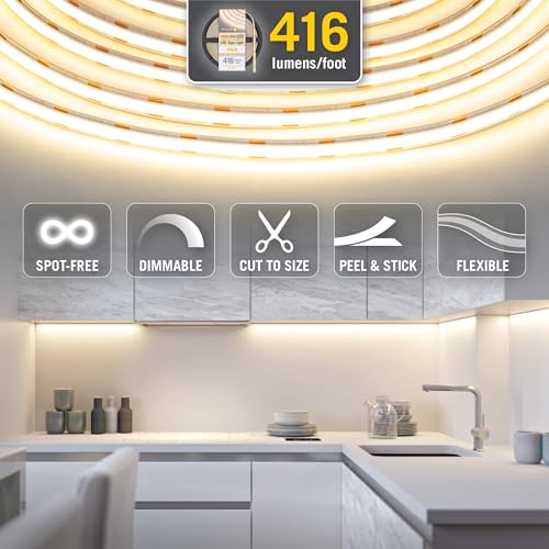 Image of Armacost Lighting RibbonFlex Pro 12V White LED COB Strip Light Tape, 416 Lumens /Ft, 4000K, 5M (16.4 ft) 178330