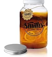 Smiths Mason Jars 1 Gallon (128oz/4.5L) Wide Mouth Jar with 2x Screw Top Lids | Glass Storage Jar...