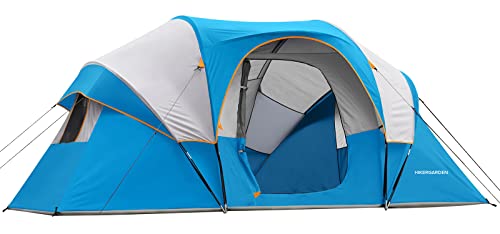 HIKERGARDEN 10 Person Camping Tent - Portable Large Family Tent for Camp, Windproof Fabric Dome Tent Outdoor for Hiking, Backpacking, Traveling - 14'x11'x74in(H)