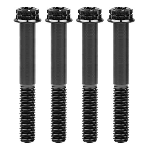 Image of Titanium Flange 12 Point Head M8 x15 20 25 30 35 40 45 50 55 60 65mm Screw Bolt Pack of 4 (M8x60mm, Black)