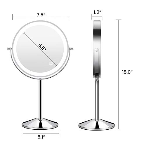 TOGETOP Led-make-upspiegel, verlichte make-upspiegel met 5 x / 1 x vergroting, oplaadbare make-upspiegel, tafelspiegel - Image 7