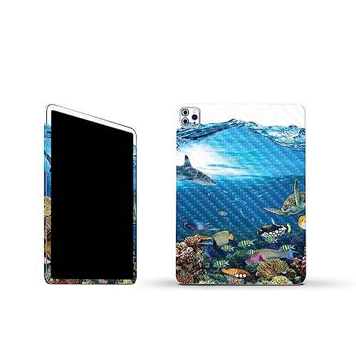 Image of MightySkins Carbon Fiber Skin Compatible with Apple iPad Pro 11 inch M2 4th Gen (2022) Full Wrap Kit - Below The Waves | Protective, Durable Textured Carbon Fiber Finish | Easy to Apply | Made in The USA