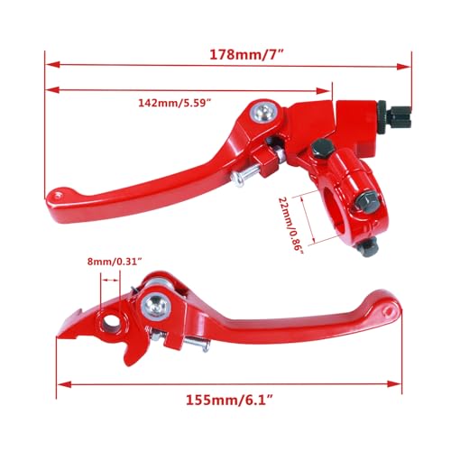 Image of HOLATO Folding Clutch Brake Lever for 50cc 70cc 110cc 125cc 140cc 150cc Apollo RFZ125 DB007 DBX15 X18 X19 Tao Tao DB17 DB27 Coolster M125 SSR Thumpstar Chinese Pit Dirt Bike Motorcycle Red
