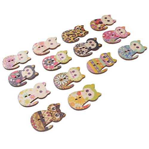 Tinksky Wooden Buttons Multicolored Cat Shaped 2 Holes Wood Printing Sewing Buttons For Sewing And Crafting Diy, Pack Of 50 (Mixed Color) #TOP7