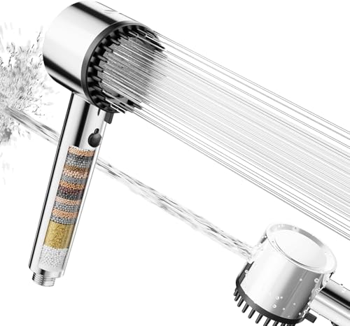 Cobbe Pommeau de Douche avec Filtre, Pommeau Haute Pression Filtre 20 Étapes, 5 Modes de Jet, Système de Nettoyage Anti-Calcaire, Élimine le Chlore et...