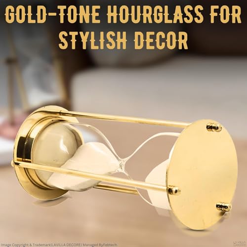 Image of Sand Timer Vintage Hourglass for Home Decor, Office Desk, and Gift - Classic 5-Minute Sand Clock with Durable Glass and Gold Finish