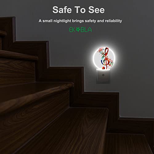 Image of EKOBLA Music Note Night Light, Colorful Musical Theme Night Lights Plug Into Wall with Dusk to Dawn Sensor for Home, Office and All Ages