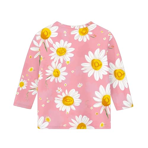 Girls Daisy Print 3/4 Sleeve Tops Crewneck Loose T-Shirts Dressy Casual 2025 Fall Blouse for Kids 3-12 Years4