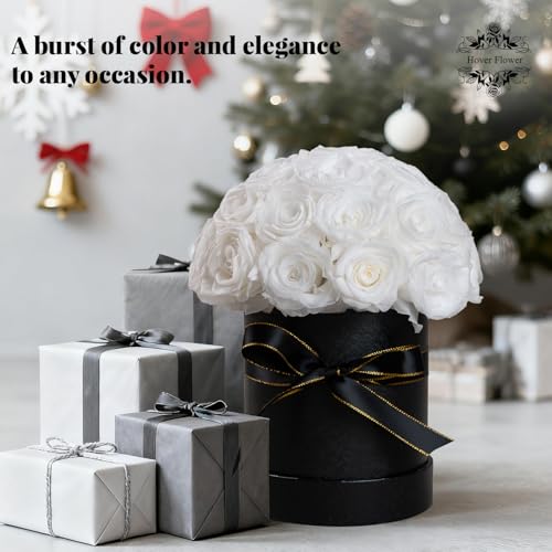 27 Preserved Flowers for Delivery Prime, Roses Dome Forever Flower Decor for Party Home Table Bedroom, Anniversary, Birthday, Wedding Gifts for Women Her (White) - Image 6