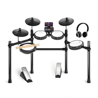 MOSEN Electric Drum Set, Quiet Mesh Drum Pads, Dual-Zone Snare, 195+ Sounds, Phone Holder, Sticks, Headphones, USB MIDI, 2 Pedals, 25 Electronic Drums Kit for Beginner, MED-X3S