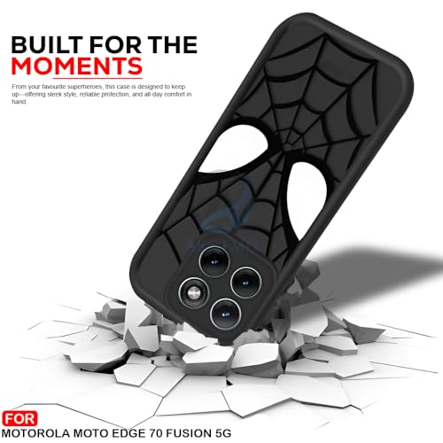 Image of AESTMO Back Case Cover for Mototola Moto Edge 70 Fusion 5G Cover | Spidey Face Mask Design | Silicone Case | Full Body Protection | Camera Protection Back Cover (Black)