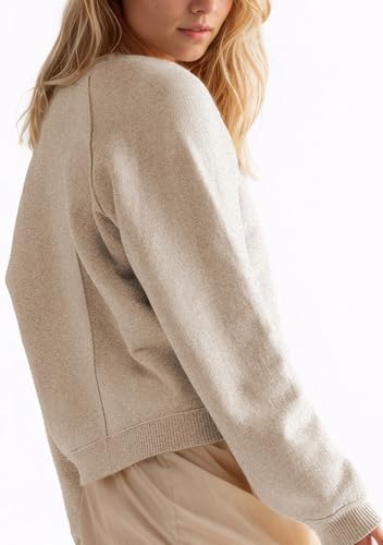 D-Sun Women Casual Loose Crewneck Sweater Pullover Long Sleeves Fashion Sweatshirt Reversible Laidback Jumper Tops2