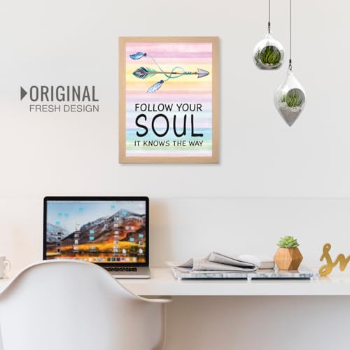 Image of Chaka Chaundh - FOLLOW YOUR SOUL IT KNOWS THE WAY - Motivational Quotes frames for Office, Home, Student -(11 X 14 Inches)