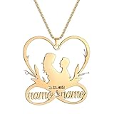 Genérico Collares para hombres, colgantes personalizados con dos nombres y collares personalizados de dos nombres, regalo de joyería de acero inoxidable para mujeres