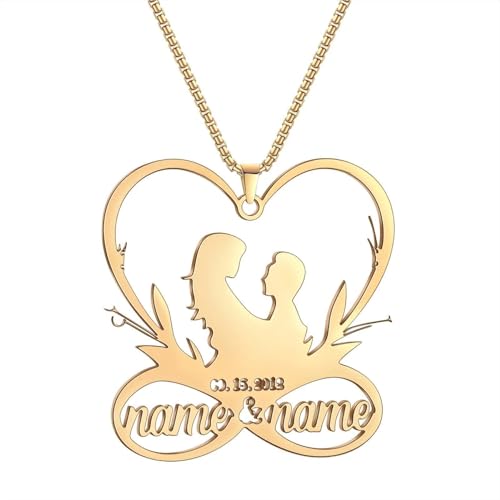 Collar con colgante personalizado de dos nombres con dos nombres personalizados, regalo de joyería para mujer