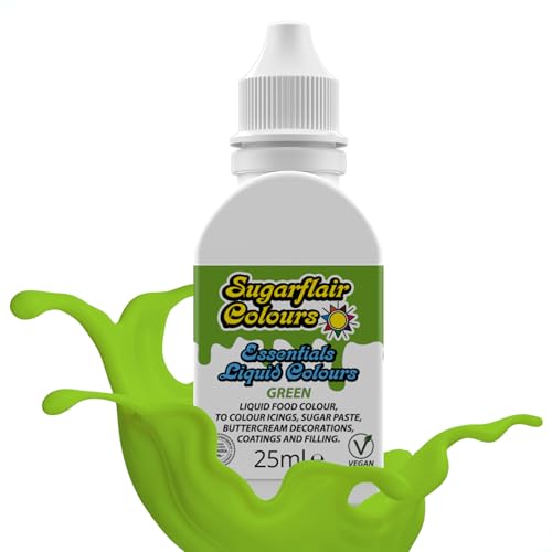 Sugarflair Essentials Green Food Colouring 25ml - Concentrated Liquid Food Dye for Cake Decorating Fondant Buttercream Royal Icing Macarons - Vegan Kosher Bake-Stable