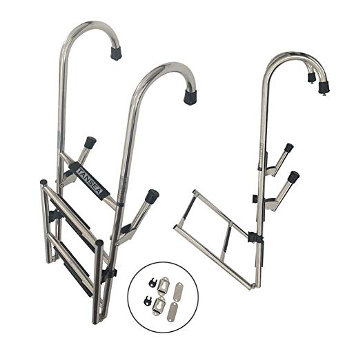 Escalera plegable de acero inoxidable con 5 peldaños miniatura 1