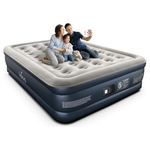 iDOO King Air Bed,Inflatable Mattress W/Built-in Electric Pump,Double Queen Size 3 Mins Quick Self-Inflation Blow Up Bed,Guest Air Mattress for Home Travel 203X152X46Cm-Polyvinyl Chloride,Grey