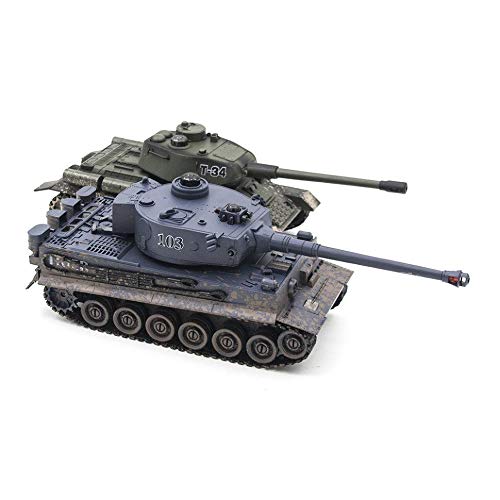 efaso 2 tanque teledirigido 1:28 Tiger Panzer & T-34 con sistema de combate por infrarrojos integrado, modelo RC de 2,4 GHz con función de disparo