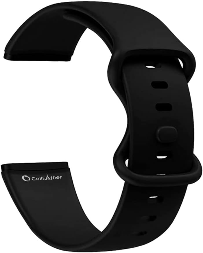 Silicone Sports Strap Compatible with Fitbit Sense,Sense 2,Fitbit Versa 3 & Versa 4 Smartwatches, Watch Not Included (Black-Large)