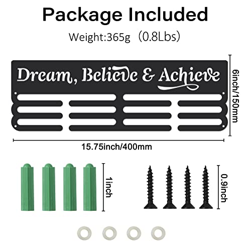 SUPERDANT Sports Medal Hanger Display Dream Medal Hook Believe Medal Hangers Achieve Displays Wall Mounted for 60+ Medal Rack Display Awards Ribbon Holder Athlete Gifts for Runner - Image 2