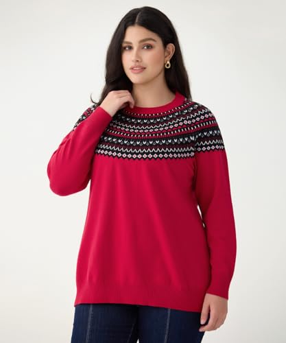 Image of CARCOS Plus Size Sweaters for Women Solid Crew Neck Knit Tops Casual Long Sleeve Pullover Sweater Sparkly Tunic Shirts
