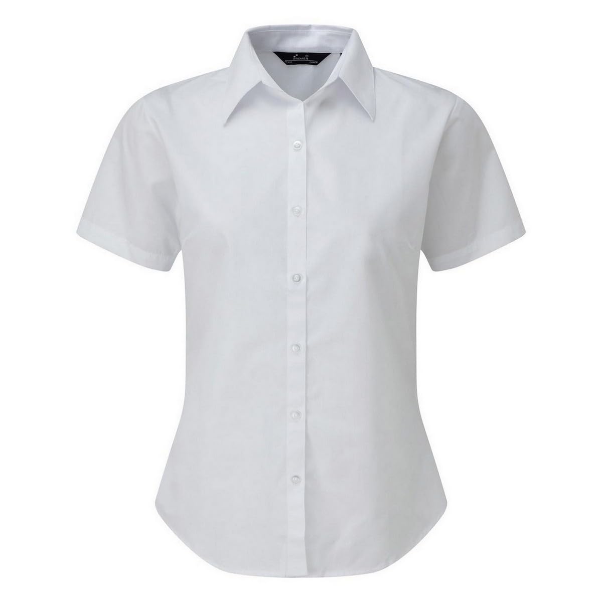 Premier Women's White Short Sleeve Poplin Blouse/Plain Work Shirt (8) (White)