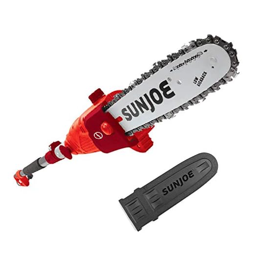 Sun Joe SWJ803E-RED 10-Inch 8.0 Amp Electric Multi-Angle Pole Chain Saw, Red