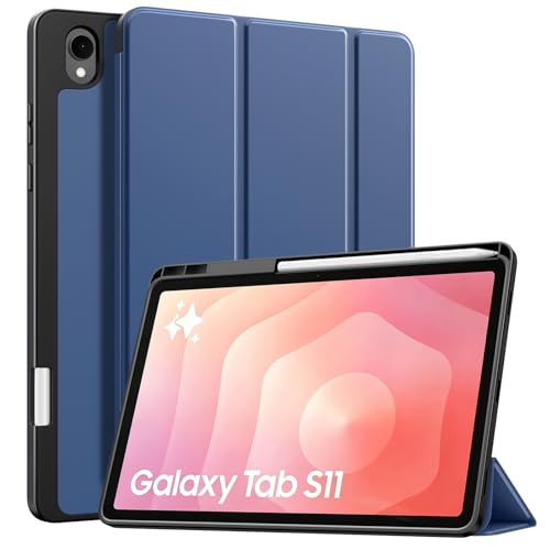 TiMOVO Case for Samsung Galaxy Tab S11 11 Inch 2025 SM-X730/X736B with S Pen Holder, Slim Stand Soft TPU Back Protective Cover, Support Auto Wake/Sleep, Navy Blue