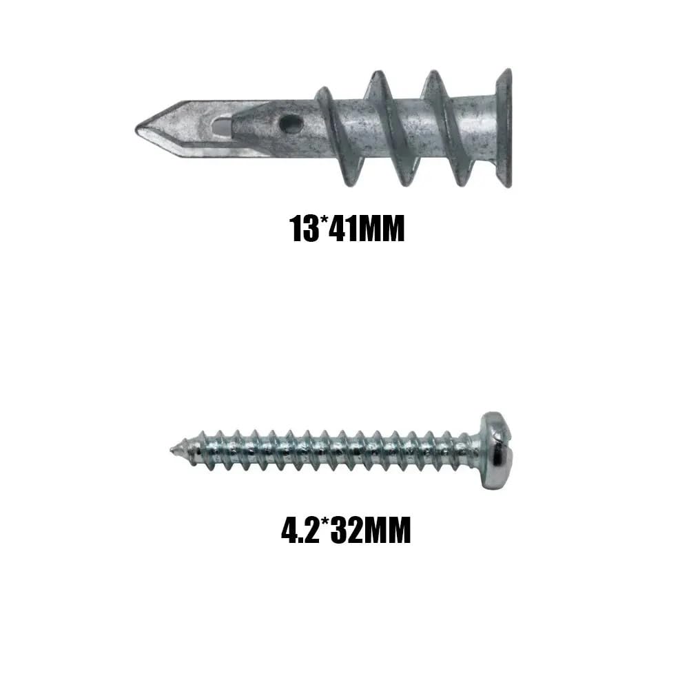Hohlwand-Gipskartondübel, Zinklegierung, Trockenbau, selbstbohrende Dübel, E8/13 x 41 mm, Nr. 8 x 1-1/4 Blechschraube(50 PCS Set BOX)