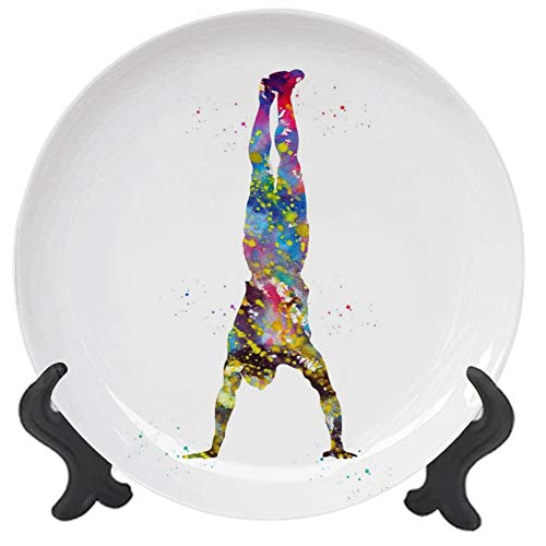 3D Printed Ceramic Decorative Plate Handstand Art Painting Porcelain Stoneware Round Plate Decor Accessory for DiningPartiesWedding 6 inch