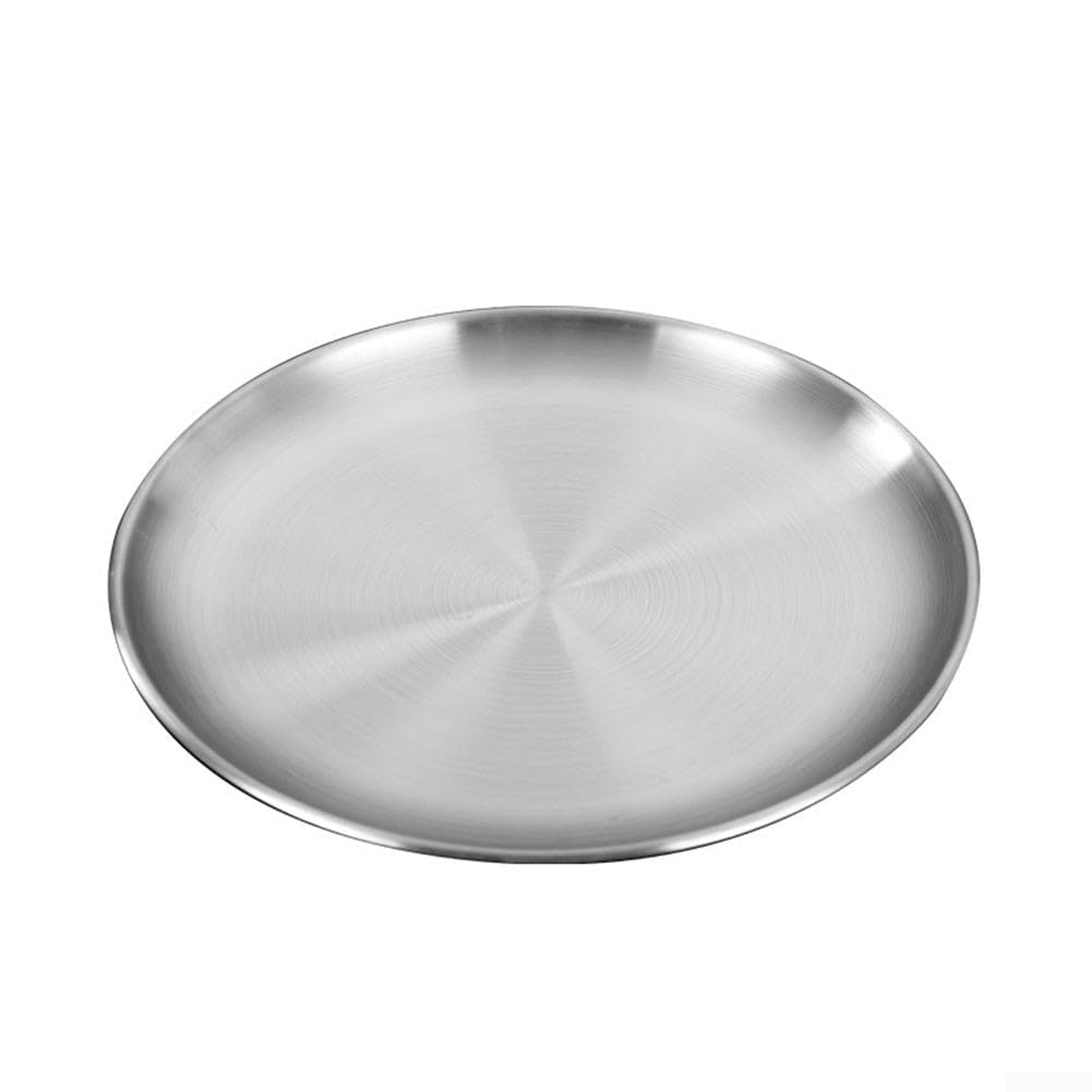 Volumoon - Lot De 3 Assiettes Plates En Acier Inoxydable - Diamètres 20, 23 Et 26 Cm - Pour Pique-nique, Camping, Fêtes