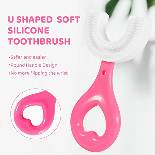 Pegciz Kids U-Shaped Toothbrush, Toddler Toothbrush Food Grade Soft Silicone Brush Head, Manual Whole Mouth Toothbrush For Kids Age 2-6, 360° Oral Teeth Cleaning Design #TOP2