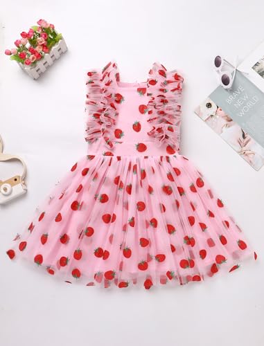 ODASDO Toddler Girls Formal Pageant Dress Kids Floral Embroidery Ruffle Sleeveless Knee Length Tulle Tutu Princess Dresses4