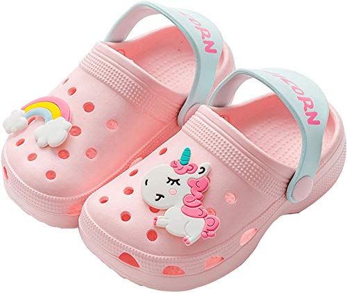 Toddler Little Kids Unicorn Clogs Cute Cartoon Boys Girls Garden Clogs,Toddlers Non-Slip Breathable Slides Sandals, Children Lightweight Slip-on Beach Pool Shower Slippers?Pink-14