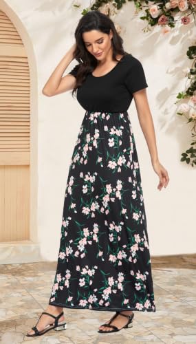 Image of Mommy Jennie Women's Maxi Dresses Short Sleeve Long Casual Summer Sundresses