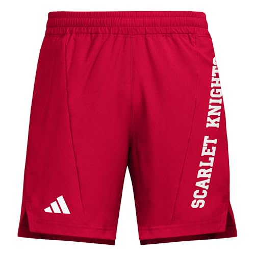 adidas Men's D4T Woven Rutgers University Shorts, Team Power Red/White/Rutgers Scarlet Knights, Large/5' Inseam
