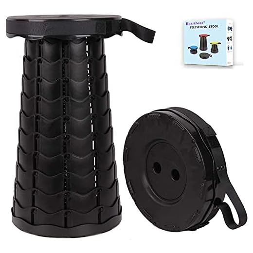 Heartbeat Retractable Folding Stools Sturdy Portable Lightweight Plastic Stool, Holds Up 300 Lbs, Outdoor Travel Camping Fishing Garden Folding Stool