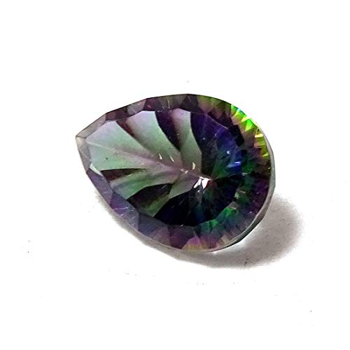 Sahiba Gems Topaze mystique concave taille poire 31,75 carat parfaite pour bague pendentif et bracelet taille pierre précieuse pour unisexe ~ 25 mm, pierre naturelle,...