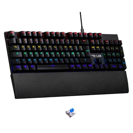 The G-Lab Keyz Carbon EX - Teclado mecánico español QWERTY con ñ, Interruptores Azules - Teclado Gaming, Alta Reactividad, 16 Modos de Retroiluminación, PC,PS4,PS5 (Nueva versión)