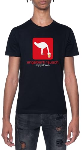 Engelbert Rausch Schwarz T-Shirt Herren Mit Kurzen Ärmeln Und Rundem Hals Black Mens