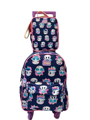 Conjunto Escolar Puket com Mochila de Rodas e Lancheira, Uni Tennis