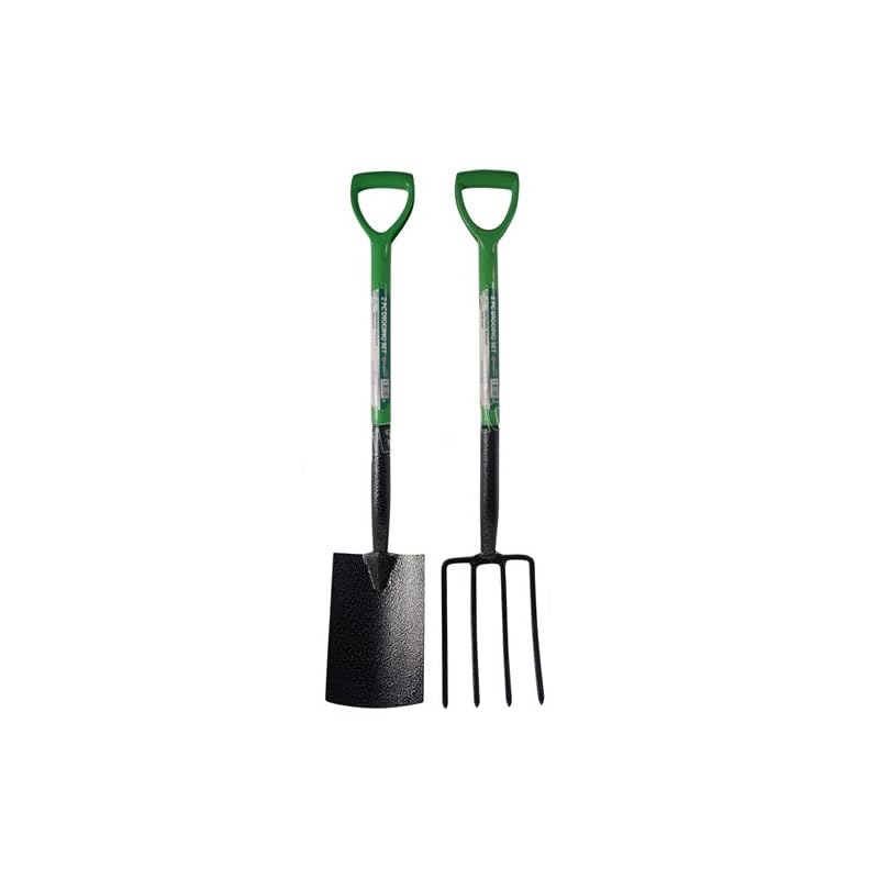 2 Piece Digging Shovel & Fork - Steel Gardening Soil Spade Garden Farm Set Handle | Cultivating All Types Of Soil | Garden Pitchfork Tool For Gardening & Digging | Strong, Durable & Rust Resistant