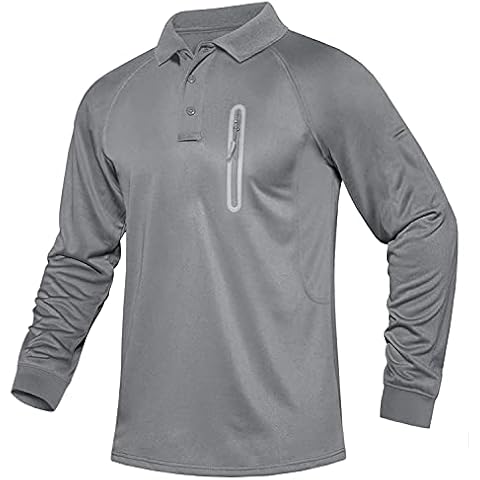 Lacsinmo Men's Pocket Polo Shirts Soft Performance Shirts Quick Dry Shirts Light Grey Cover