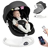 Babyschaukel für Säuglinge bis Kleinkinder, elektrische Neugeborenen-Schaukel mit 5-Gang-3-Sitz-Positionen, 5-Punkt-Karabiner, mit Bluetooth-Musik, 10-stufige Melodien, für den Innen- und Außenbereich