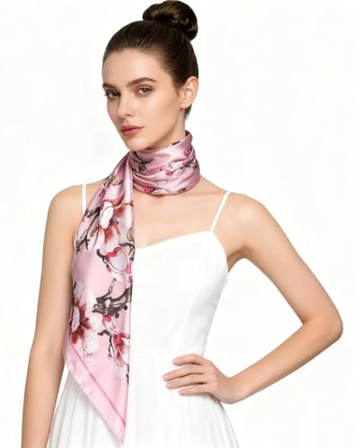Image of Women's 35 inch Satin Square Silk Like Hair Scarves and Wraps Headscarf for Sleeping | Silk Feel Neckerchief, Hair Scarf, Fashion Bandana, Headscarf, Headband, Hair Wrap Sleeping, Daily Fashion Styling